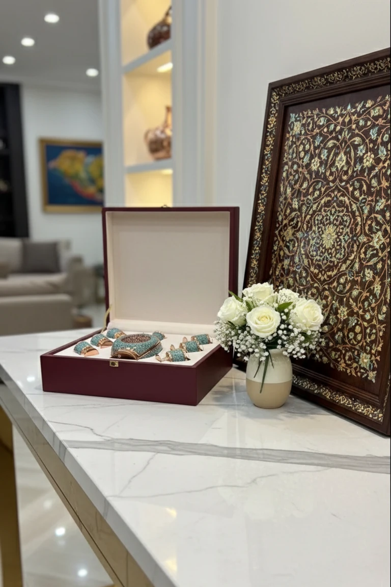 Handcrafted VIP Minakari Serving Set with Inner Glass Chamber – Complete Persian Serving Collection