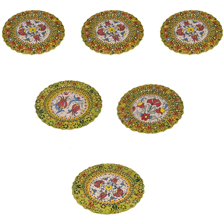 Hand-Painted Persian Ceramic Plates – Set of 6 | Mina-Kari Art on Pottery (18 cm)
