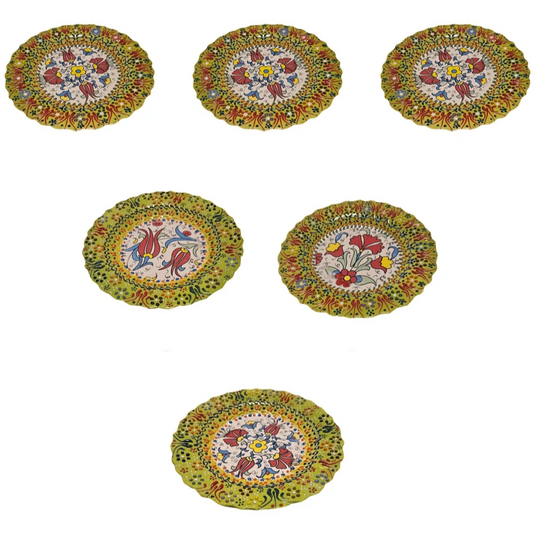 Hand-Painted Persian Ceramic Plates – Set of 6 | Mina-Kari Art on Pottery (18 cm)