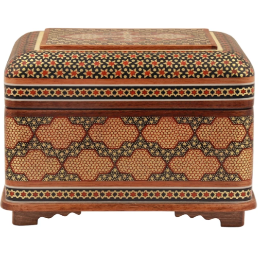 Persian Khatamkari Jewelry & Décor Box - Handcrafted Wooden Inlay from Isfahan