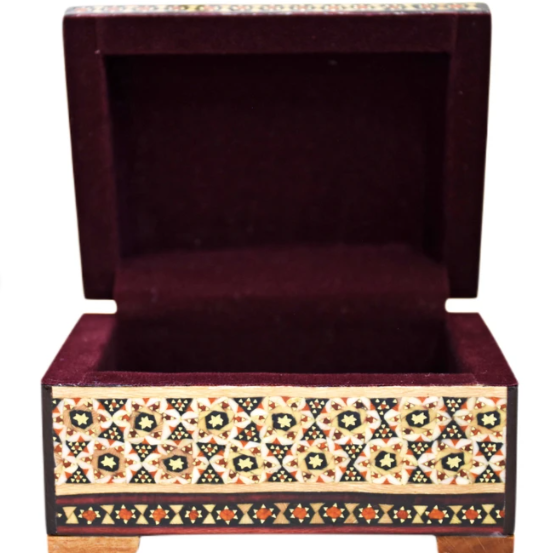 Persian Khatamkari Jewelry & Décor Box - Handcrafted Wooden Inlay from Isfahan