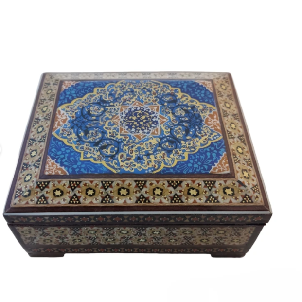 Persian Khatamkari Jewelry & Décor Box - Handcrafted Wooden Inlay from Isfahan