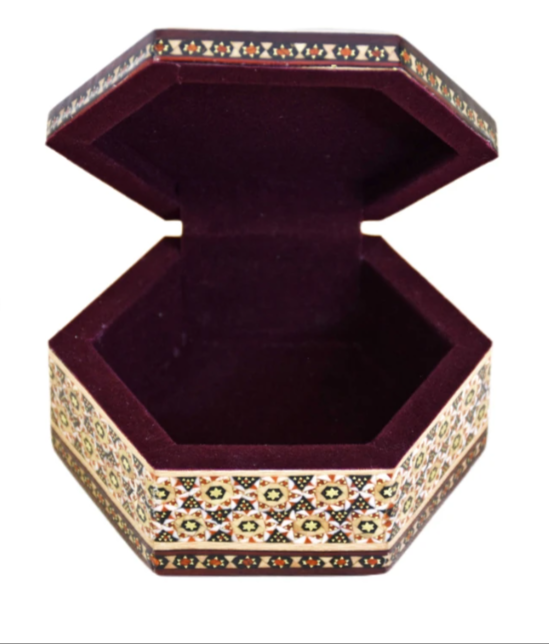 Persian Khatamkari Jewelry & Décor Box - Handcrafted Wooden Inlay from Isfahan