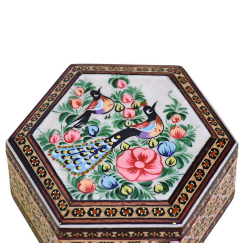 Persian Khatamkari Jewelry & Décor Box - Handcrafted Wooden Inlay from Isfahan