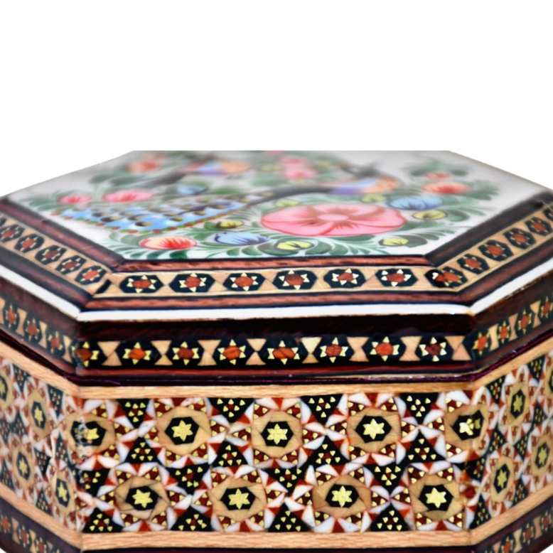 Persian Khatamkari Jewelry & Décor Box - Handcrafted Wooden Inlay from Isfahan