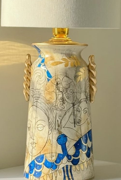 Structured Ceramic Table Lamps Collection | Textured Bases & Fabric Shades