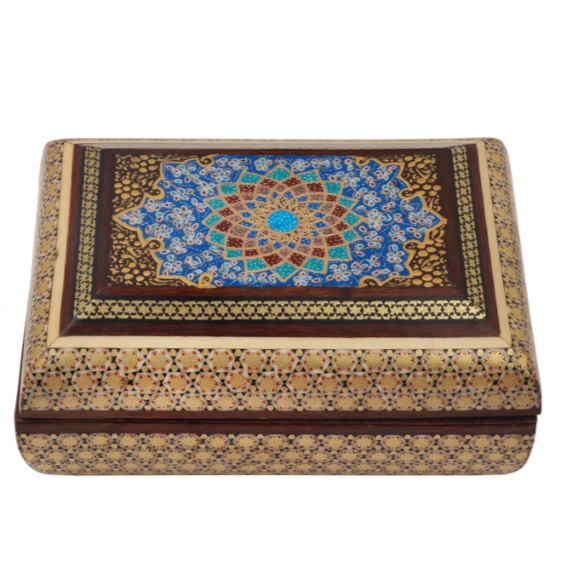 Persian Khatamkari Jewelry & Décor Box - Handcrafted Wooden Inlay from Isfahan