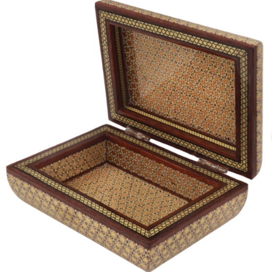 Persian Khatamkari Jewelry & Décor Box - Handcrafted Wooden Inlay from Isfahan