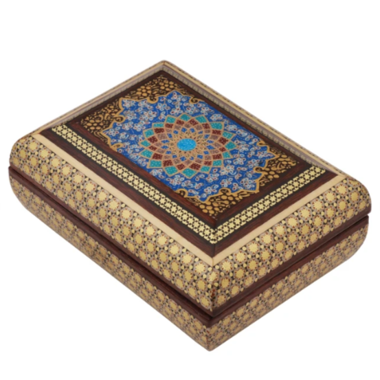 Persian Khatamkari Jewelry & Décor Box - Handcrafted Wooden Inlay from Isfahan