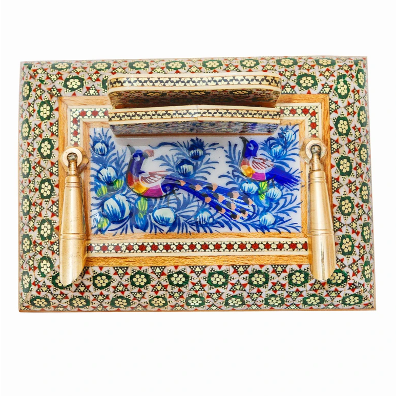 Persian Khatamkari Jewelry & Décor Box - Handcrafted Wooden Inlay from Isfahan