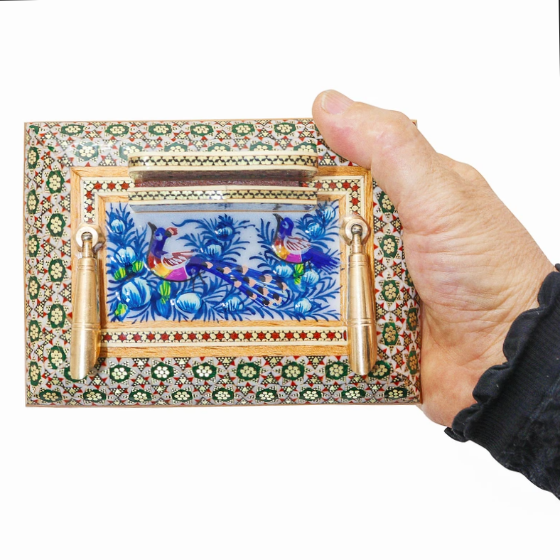 Persian Khatamkari Jewelry & Décor Box - Handcrafted Wooden Inlay from Isfahan