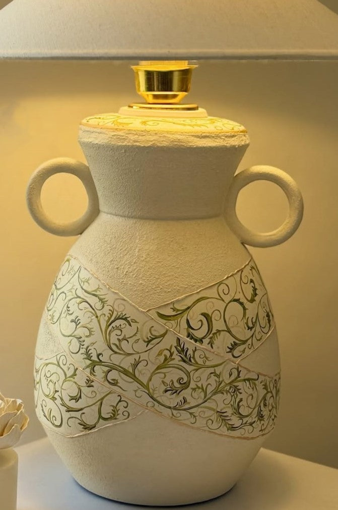 Structured Ceramic Table Lamps Collection | Textured Bases & Fabric Shades