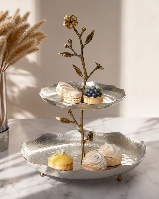 Orchid Two-Tier Copper Serving Stand