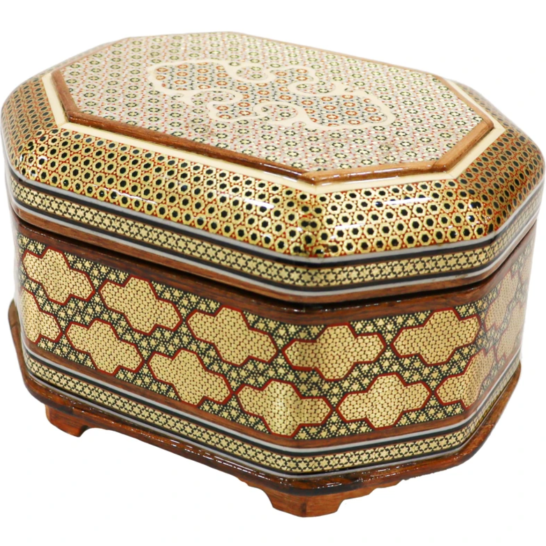 Persian Khatamkari Jewelry & Décor Box - Handcrafted Wooden Inlay from Isfahan