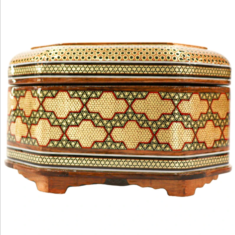 Persian Khatamkari Jewelry & Décor Box - Handcrafted Wooden Inlay from Isfahan