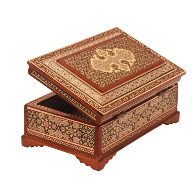 Persian Khatamkari Jewelry & Décor Box - Handcrafted Wooden Inlay from Isfahan