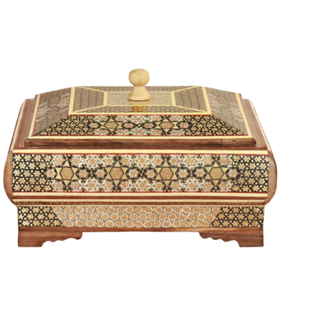 Persian Khatamkari Jewelry & Décor Box - Handcrafted Wooden Inlay from Isfahan