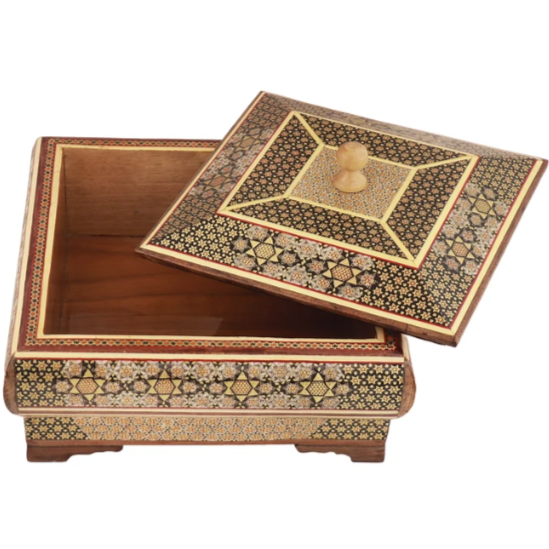 Persian Khatamkari Jewelry & Décor Box - Handcrafted Wooden Inlay from Isfahan