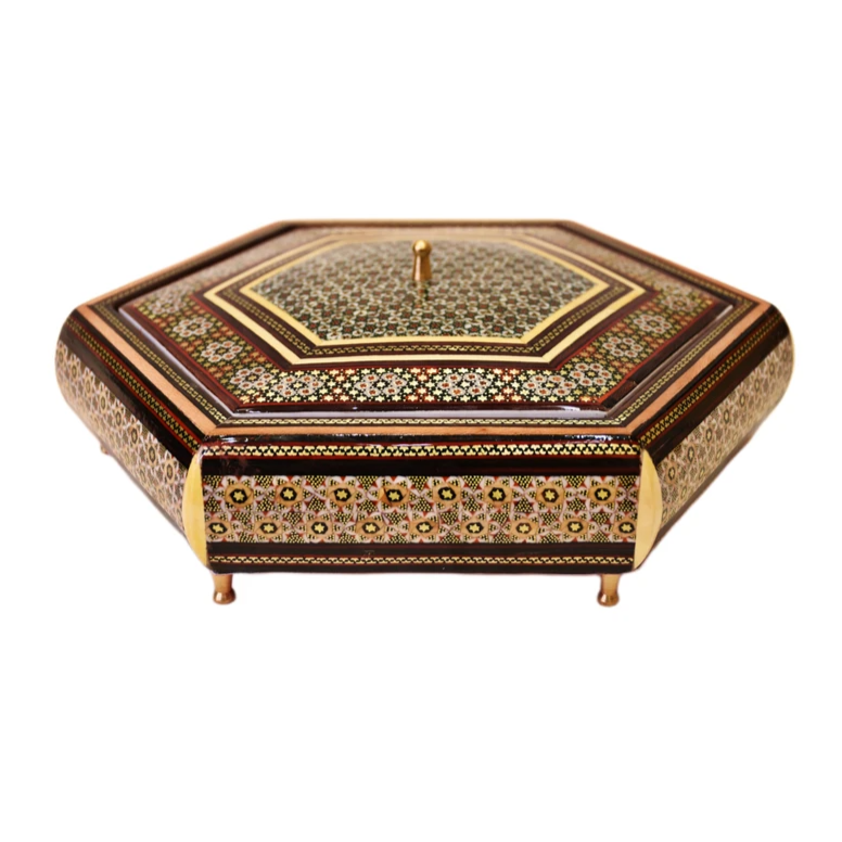 Persian Khatamkari Jewelry & Décor Box - Handcrafted Wooden Inlay from Isfahan