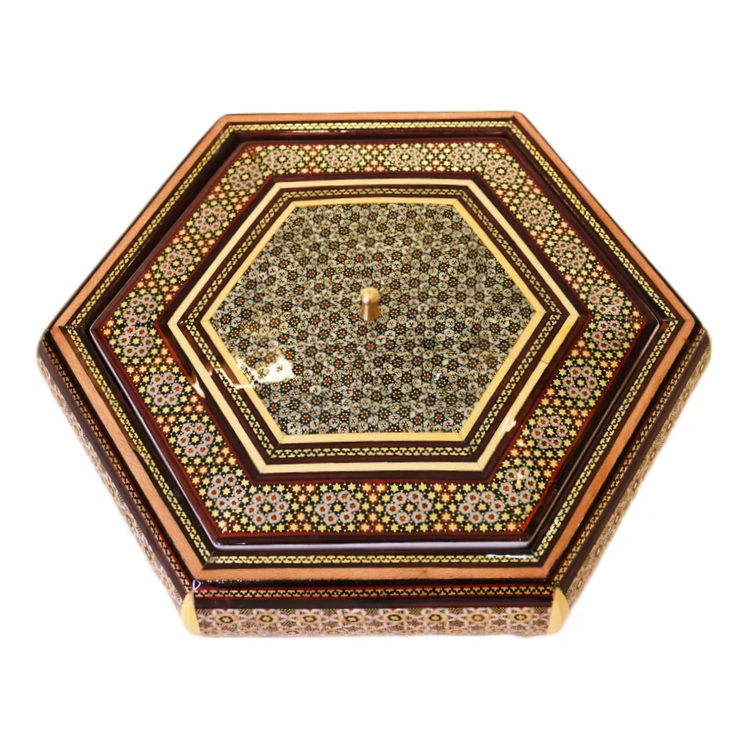Persian Khatamkari Jewelry & Décor Box - Handcrafted Wooden Inlay from Isfahan