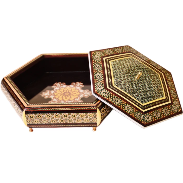 Persian Khatamkari Jewelry & Décor Box - Handcrafted Wooden Inlay from Isfahan
