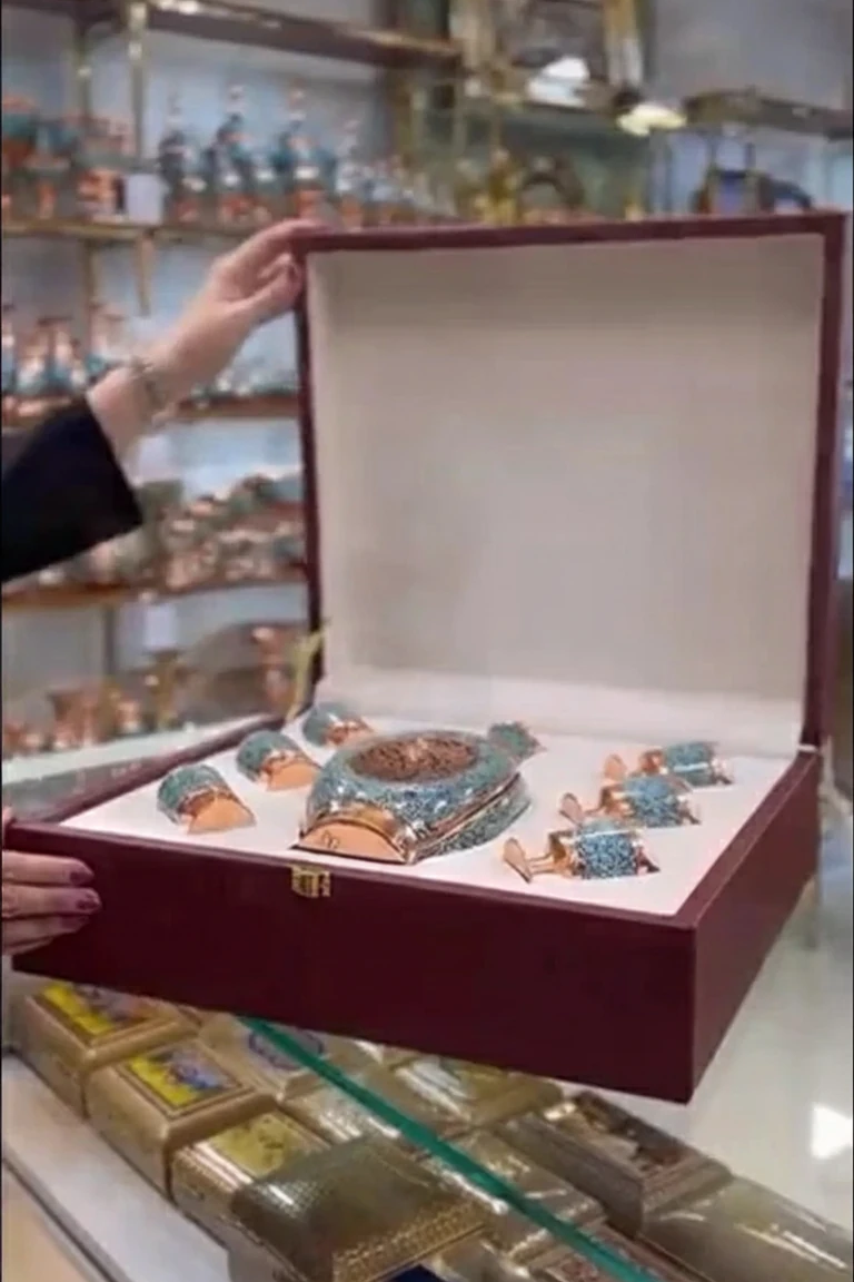 Handcrafted VIP Minakari Serving Set with Inner Glass Chamber – Complete Persian Serving Collection