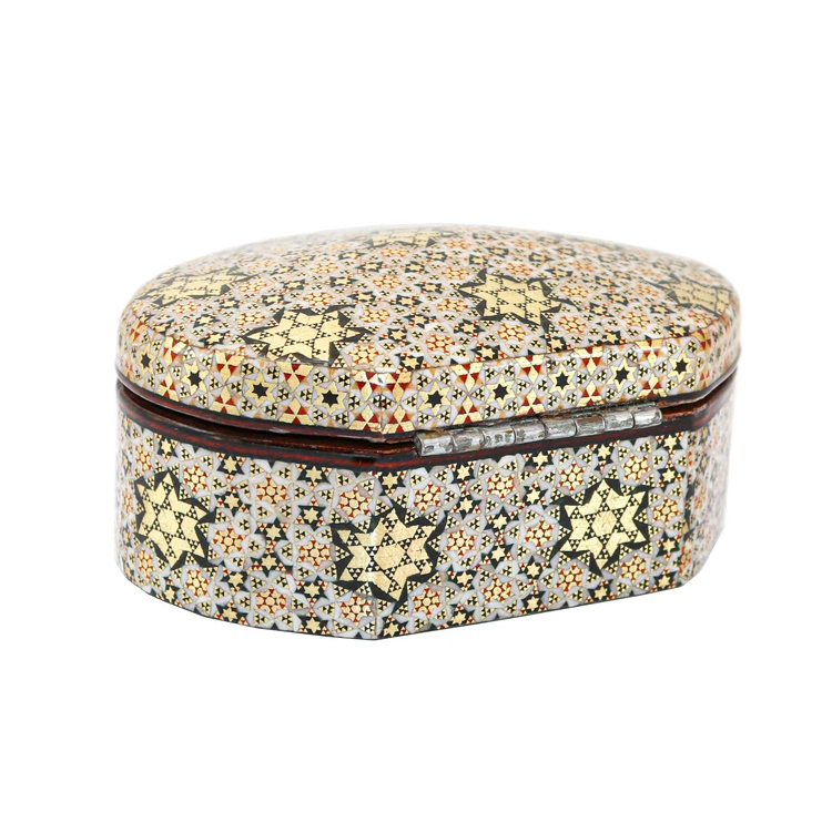 Persian Khatamkari Jewelry & Décor Box - Handcrafted Wooden Inlay from Isfahan