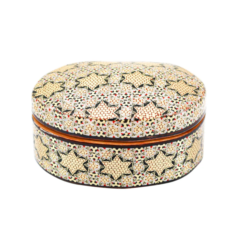 Persian Khatamkari Jewelry & Décor Box - Handcrafted Wooden Inlay from Isfahan