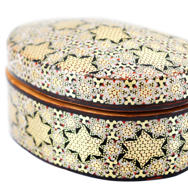 Persian Khatamkari Jewelry & Décor Box - Handcrafted Wooden Inlay from Isfahan