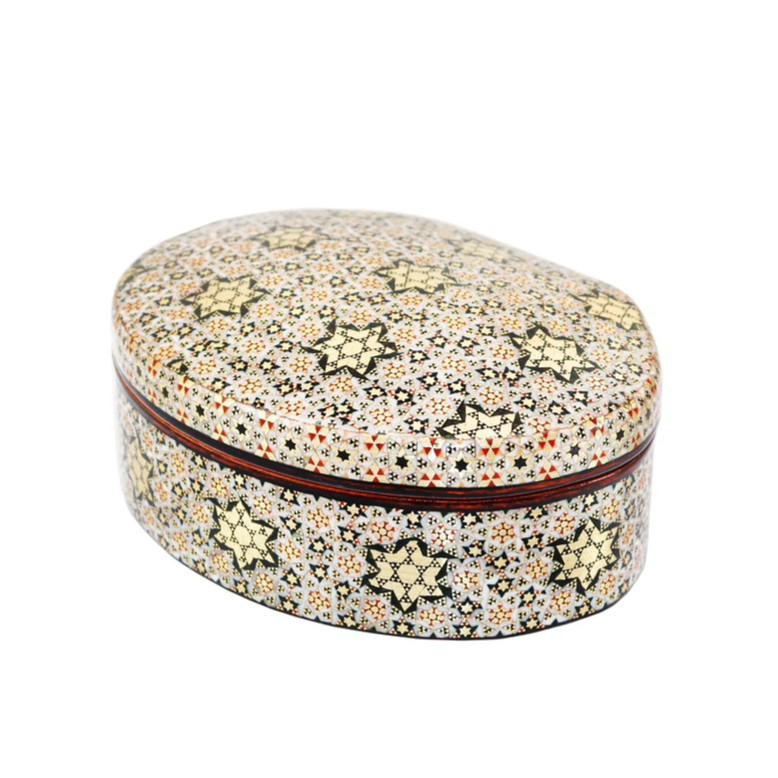 Persian Khatamkari Jewelry & Décor Box - Handcrafted Wooden Inlay from Isfahan