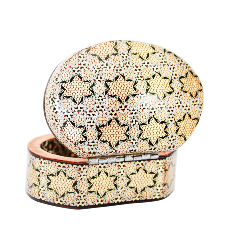 Persian Khatamkari Jewelry & Décor Box - Handcrafted Wooden Inlay from Isfahan