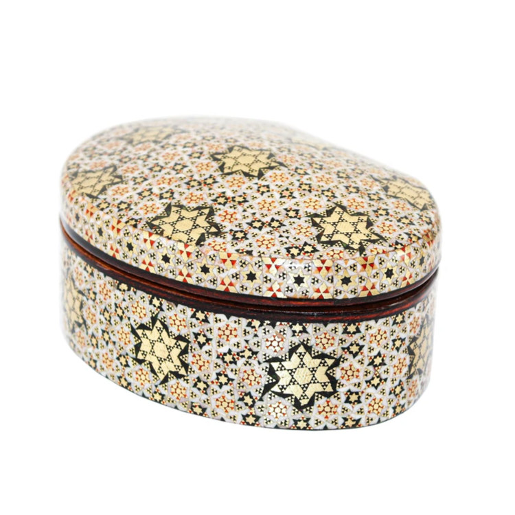 Persian Khatamkari Jewelry & Décor Box - Handcrafted Wooden Inlay from Isfahan