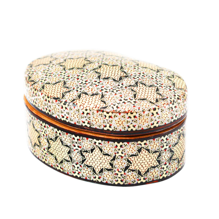 Persian Khatamkari Jewelry & Décor Box - Handcrafted Wooden Inlay from Isfahan