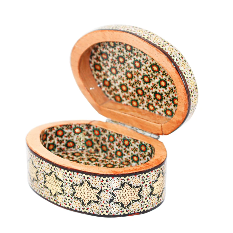 Persian Khatamkari Jewelry & Décor Box - Handcrafted Wooden Inlay from Isfahan