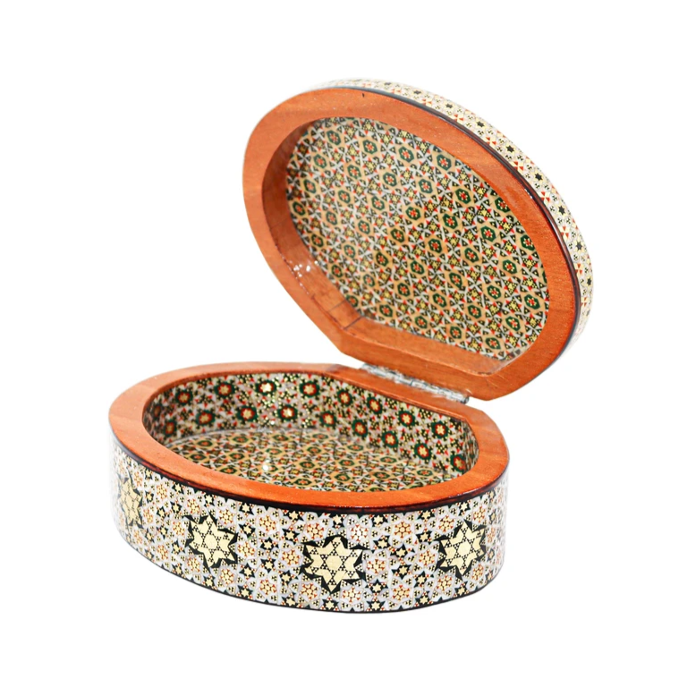 Persian Khatamkari Jewelry & Décor Box - Handcrafted Wooden Inlay from Isfahan
