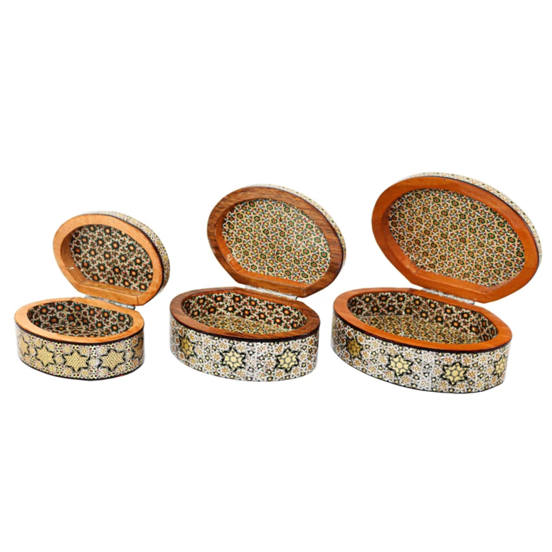 Persian Khatamkari Jewelry & Décor Box - Handcrafted Wooden Inlay from Isfahan