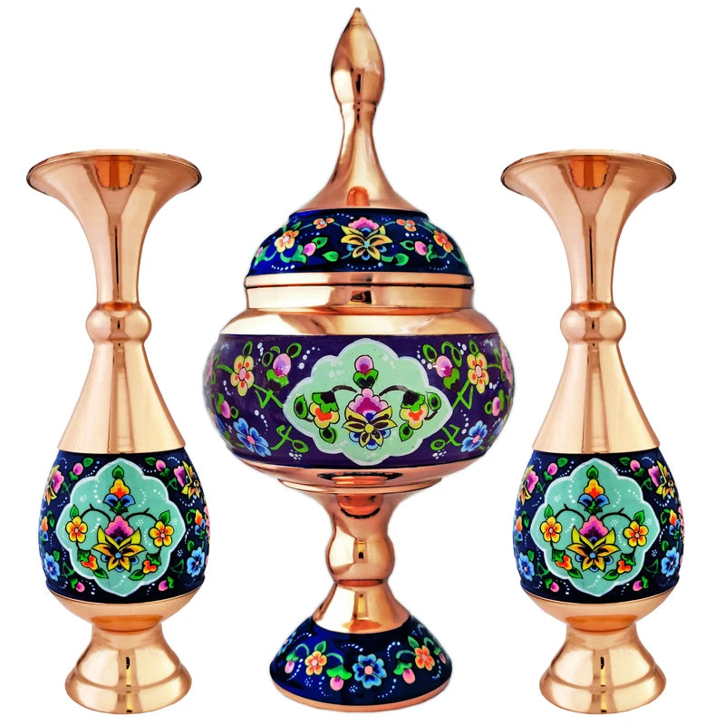 Hand-Painted Persian Copper & Pottery Decorative Collection-Isfahan Artistry