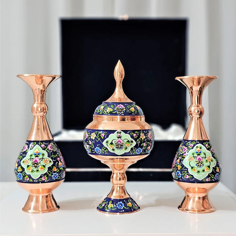 Hand-Painted Persian Copper & Pottery Decorative Collection-Isfahan Artistry