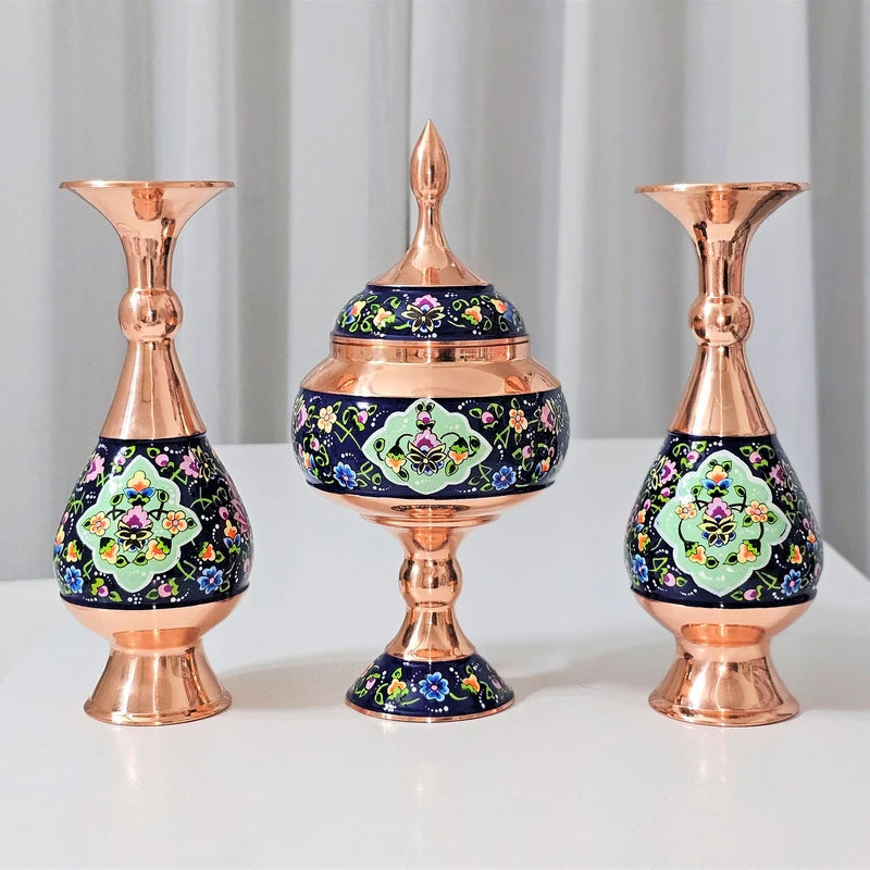 Hand-Painted Persian Copper & Pottery Decorative Collection-Isfahan Artistry