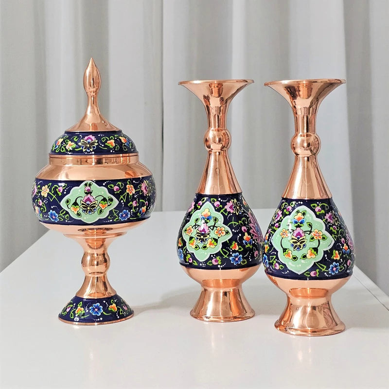 Hand-Painted Persian Copper & Pottery Decorative Collection-Isfahan Artistry