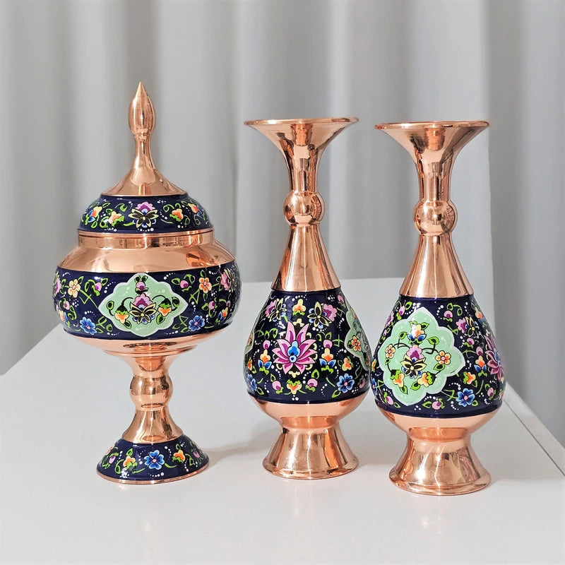 Hand-Painted Persian Copper & Pottery Decorative Collection-Isfahan Artistry
