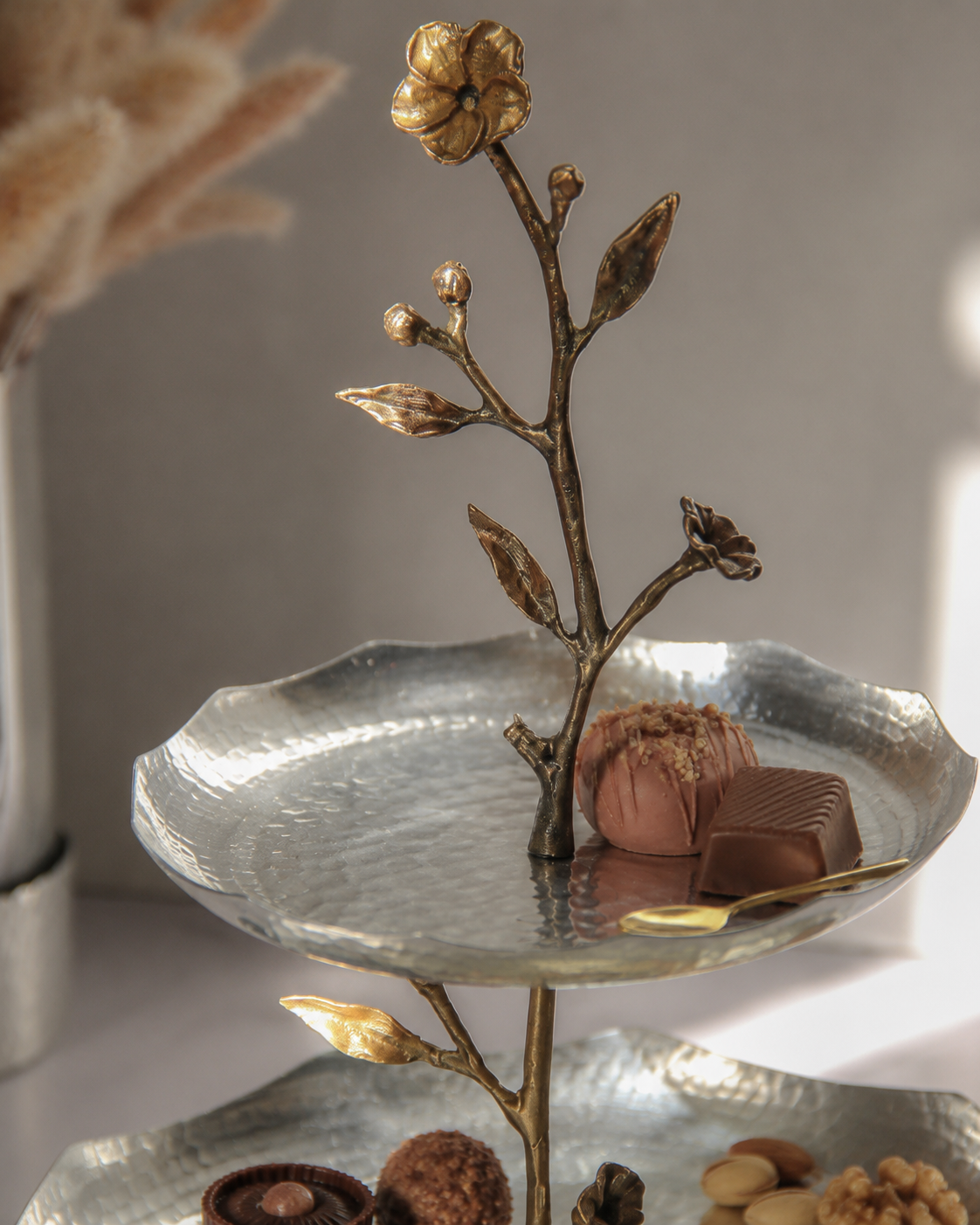 Orchid Two-Tier Copper Serving Stand