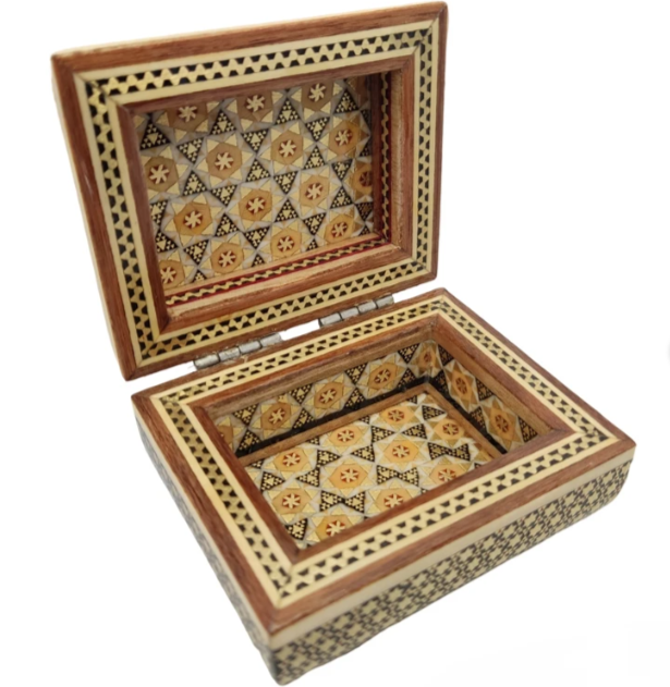 Persian Khatamkari Jewelry & Décor Box - Handcrafted Wooden Inlay from Isfahan