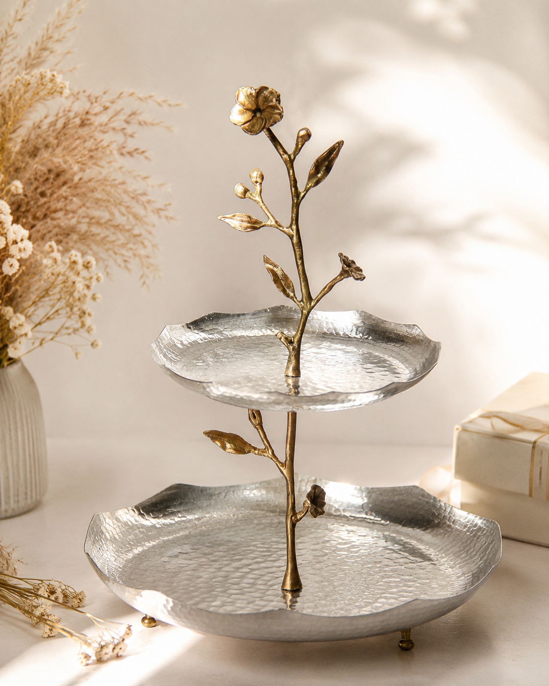 Orchid Two-Tier Copper Serving Stand