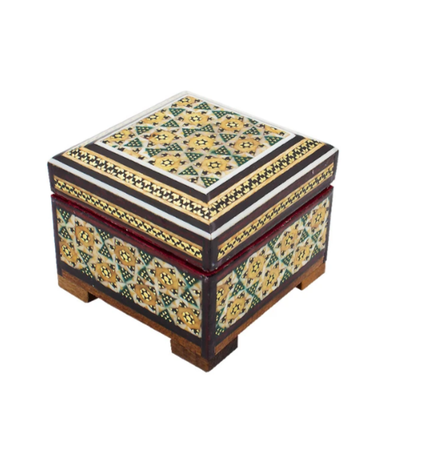 Persian Khatamkari Jewelry & Décor Box - Handcrafted Wooden Inlay from Isfahan