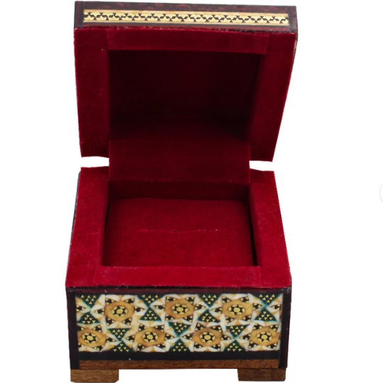 Persian Khatamkari Jewelry & Décor Box - Handcrafted Wooden Inlay from Isfahan