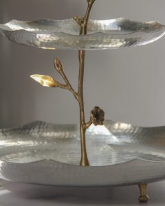 Orchid Two-Tier Copper Serving Stand