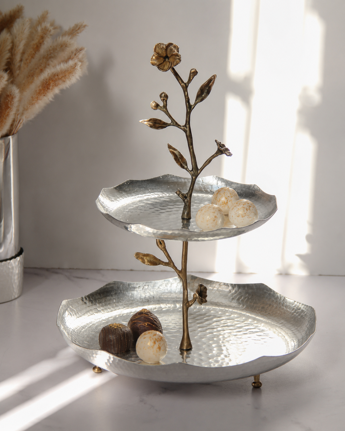 Orchid Two-Tier Copper Serving Stand