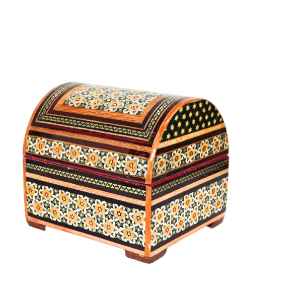 Persian Khatamkari Jewelry & Décor Box - Handcrafted Wooden Inlay from Isfahan