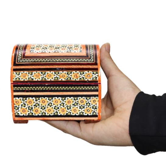 Persian Khatamkari Jewelry & Décor Box - Handcrafted Wooden Inlay from Isfahan